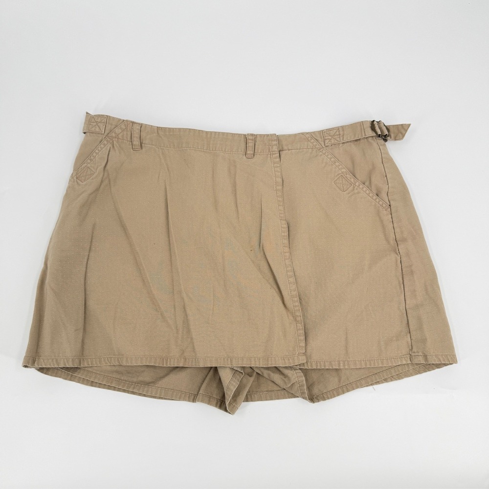 Herman Geist Skort Wrap Front 90s Vintage Women 12P Tan Khaki Cotton Skirt